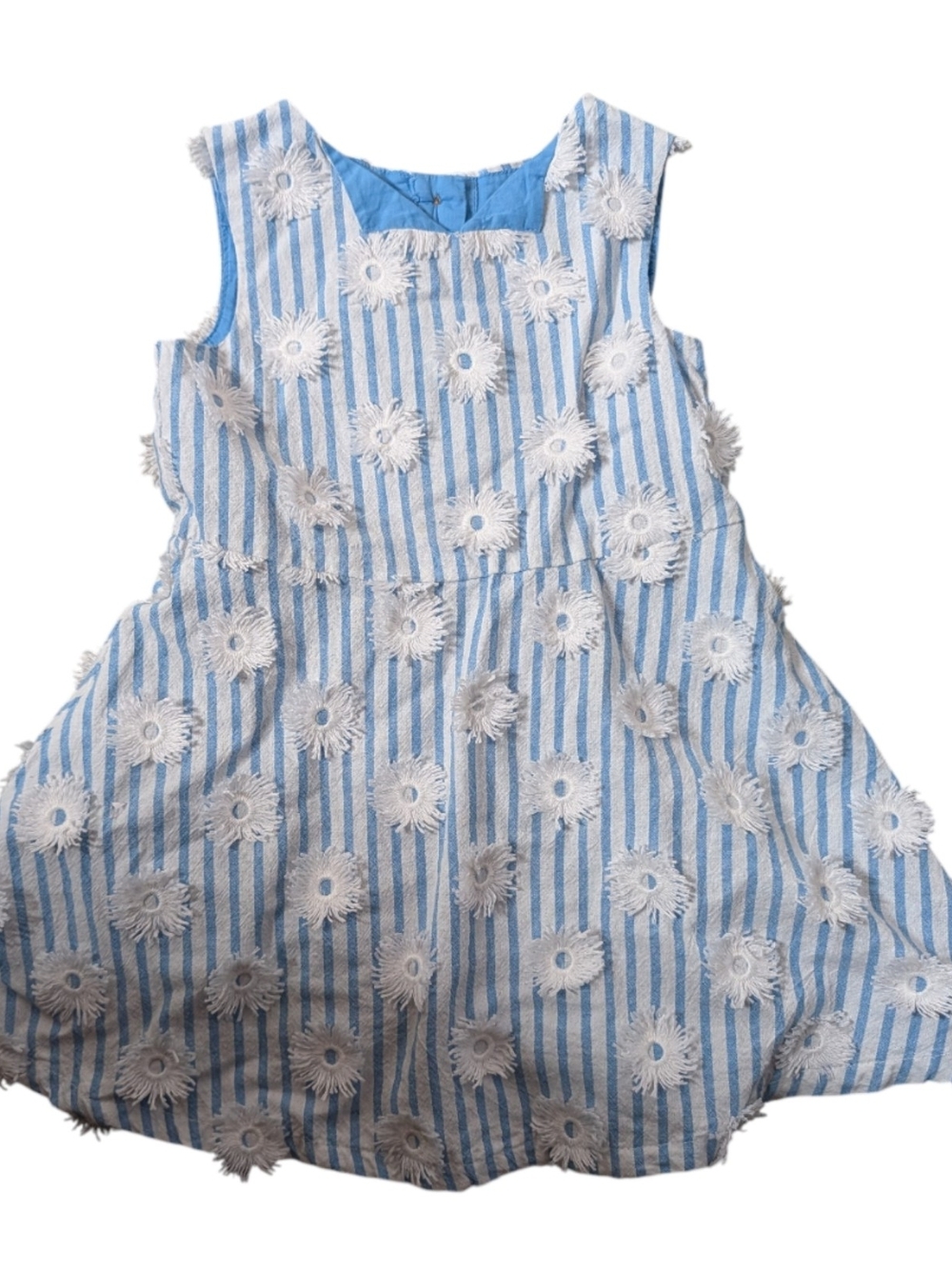 5/$25 Genuine Kids By Oshkosh Blue & White Striped Dress With Daisy Appliques